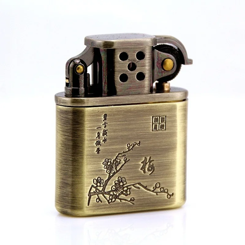 

Plum Pattern Pure Copper Creative Kerosene Lighter Smoking Accessories Briquets Et Accessoires Fumeurs Gadgets for Men Mechero