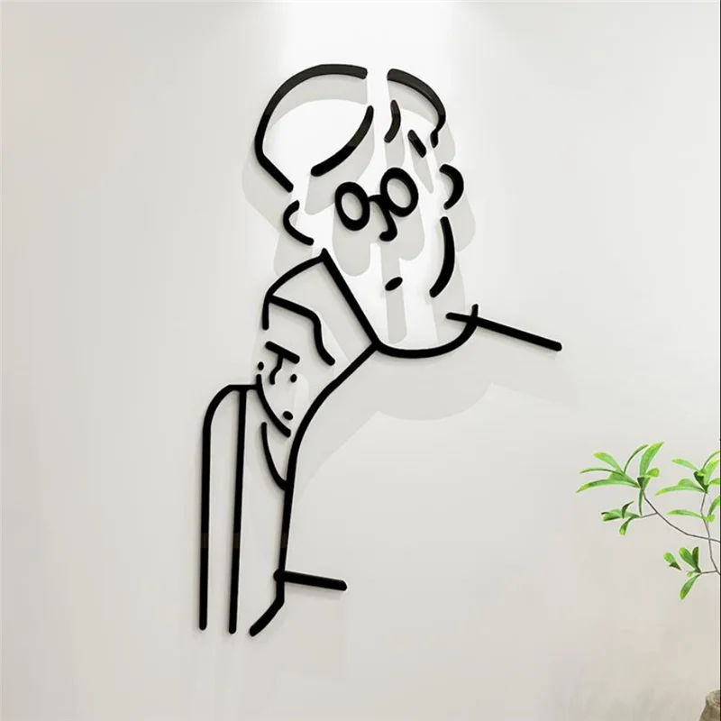 Простая черная настенная наклейка милая мультяшная для столовой Настенная
