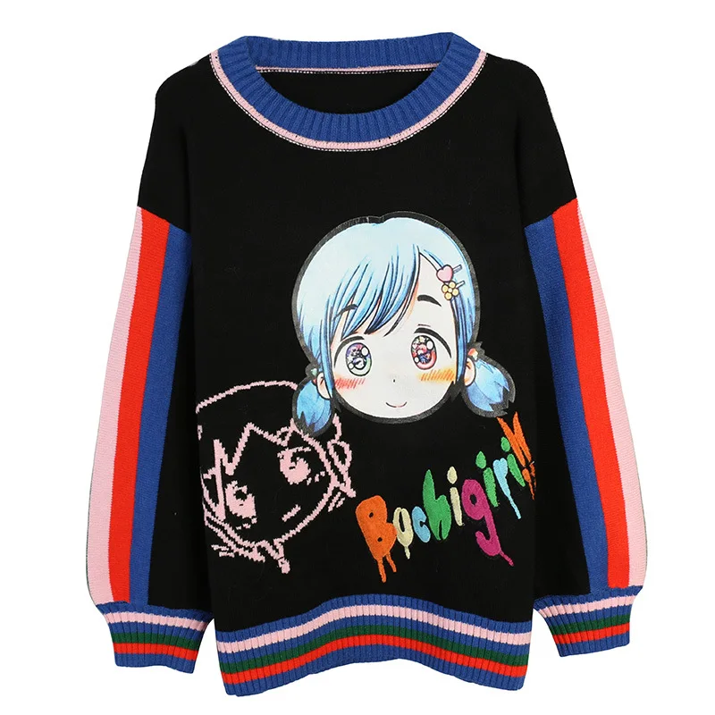 

Shuchan Loose Korean Sweater Casual Character Women Sweater and Pullovers 2019 Autumn Winter Women Sweaters, Pullovers 11086