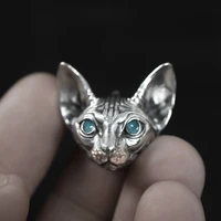 retro silver plated sphink cat stud earrings mens and womens punk animal cat stud earrings punk cool earrings fashion jewelry