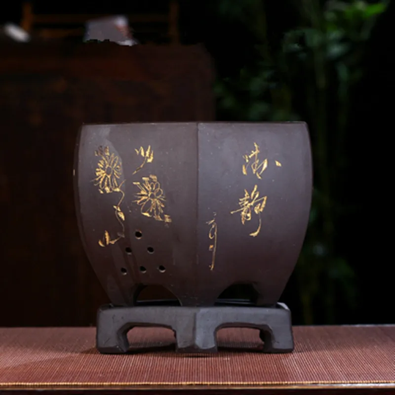 Красивая горшок для цветов с фиолетовым песком специальный бонсай кливии