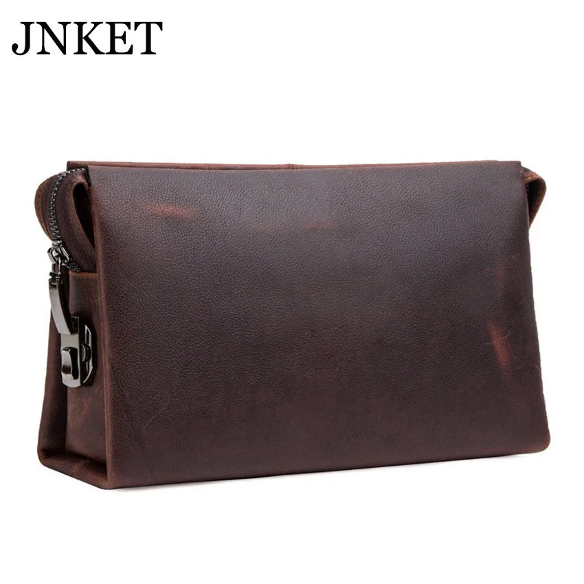 JNKET New Retro Men's Cowhide Combination Lock Clutch Wallet Multifunctional  Wallet Business Handbag Large Capacity  Clutch Bag