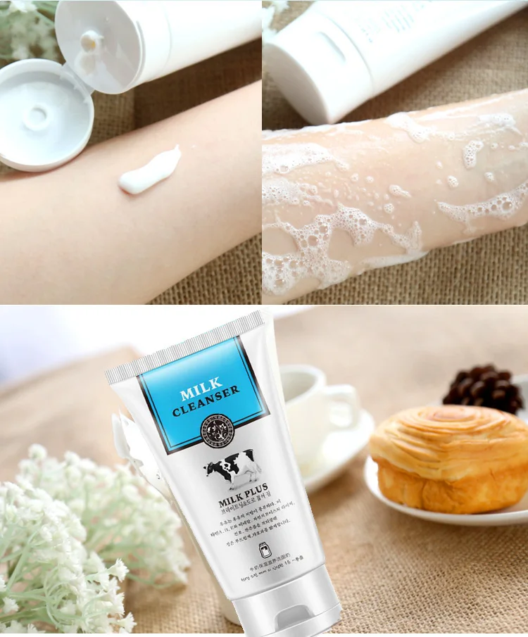 

Очищающее средство для лица с молоком, питательное очищающее средство, пена, увлажняющее Отбеливающее средство против пятен, косметика для ...