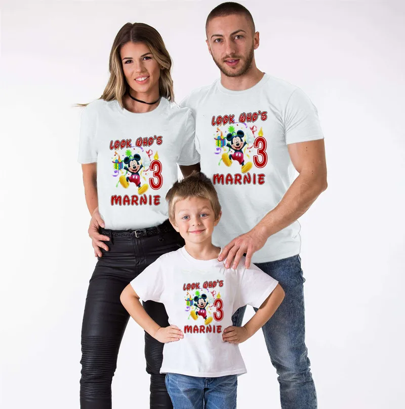 Одинаковая одежда для семьи с мышкой одежда для мамы и меня футболка с короткими рукавами для дня рождения с Минни одежда для мальчиков футболка с Микки на день рождения