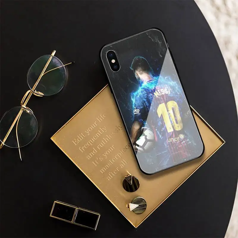 

King Football Messi Phone Case For Iphone 11 Pro XR XS MAX 8 X 7 6S 6 Plus Tempered Glass Cove Fundas