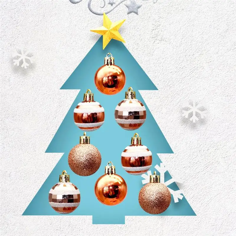 

24 PCS Plastic Christmas Ball Ornament Kits 1.57in Round Xmas Ball Hanging Christmas Tree Decorations For Christmas Party Events