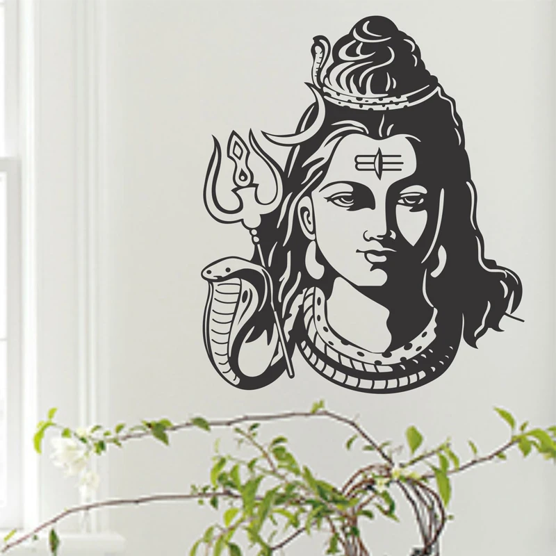 Pegatina de vinilo de la religión de Dios, Shiva, India, Hinduismo indio, decoración del hogar, calcomanía de pared, papel tapiz, murales de dormitorio, M187
