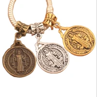 18 2x32 4mm saint benedict medal cross big hole beads 80pcs zinc alloy bronze fit european bracelets jewelry diy b496