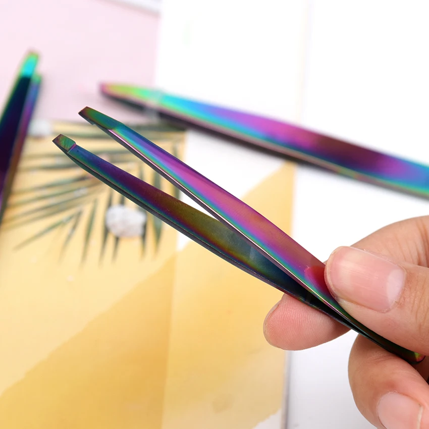 1 шт. Цветные Титановые пинцеты для накладных ресниц пинцет из нержавеющей стали