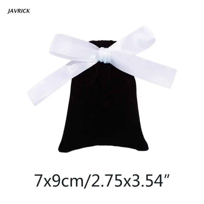 

50Pcs 7x9cm Jewelry Velvet Bags with Ribbon Flannel Pouches Wedding Candy Gift Packing Christmas Decor