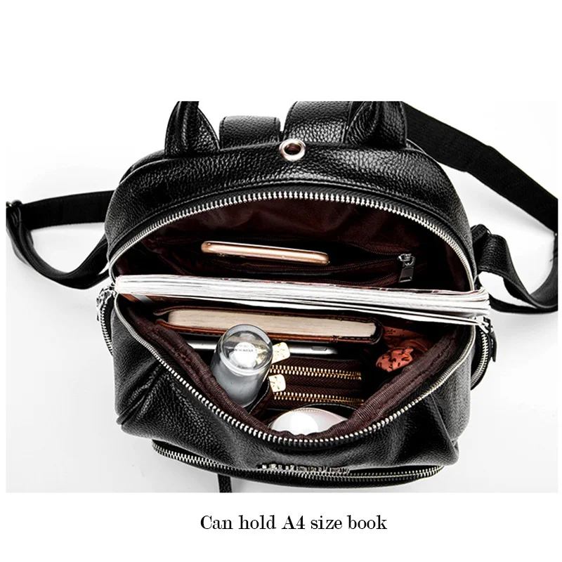 Женский рюкзак на двойной молнии в стиле ретро черный женский большой мягкий из