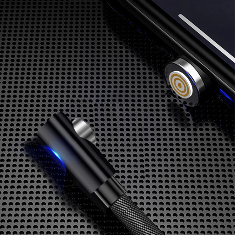 90 градусов Магнитный Micro Usb кабель для зарядки Угловой Usb type C кабель для быстрой зарядки для IPhone X Xr 8 7 6s Plus для samsung