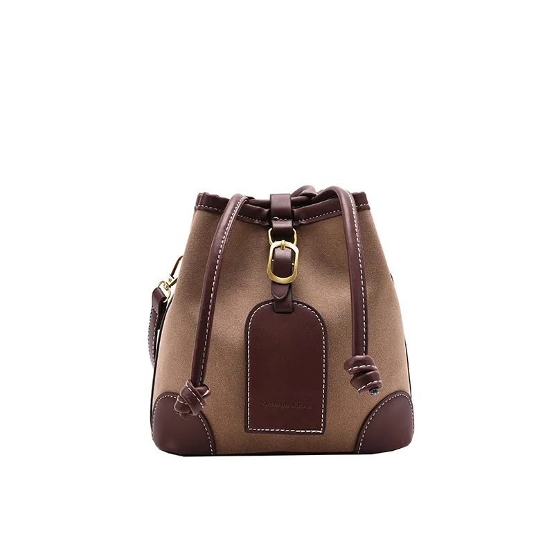 

Retro Female Shoulder bag Small Bucket bag For Women 2021 New High Quality Frosted PU Leather Tote bag Crossbody Messenger Bags