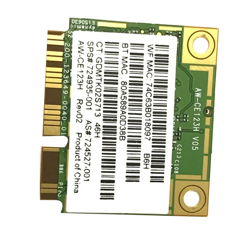 

BCM4352 BCM94352HMB Half Mini PCIe PCI-Express Wireless WIFI WLAN BT Bluetooth Card 802.11AC 867 Mhz for 724935-001