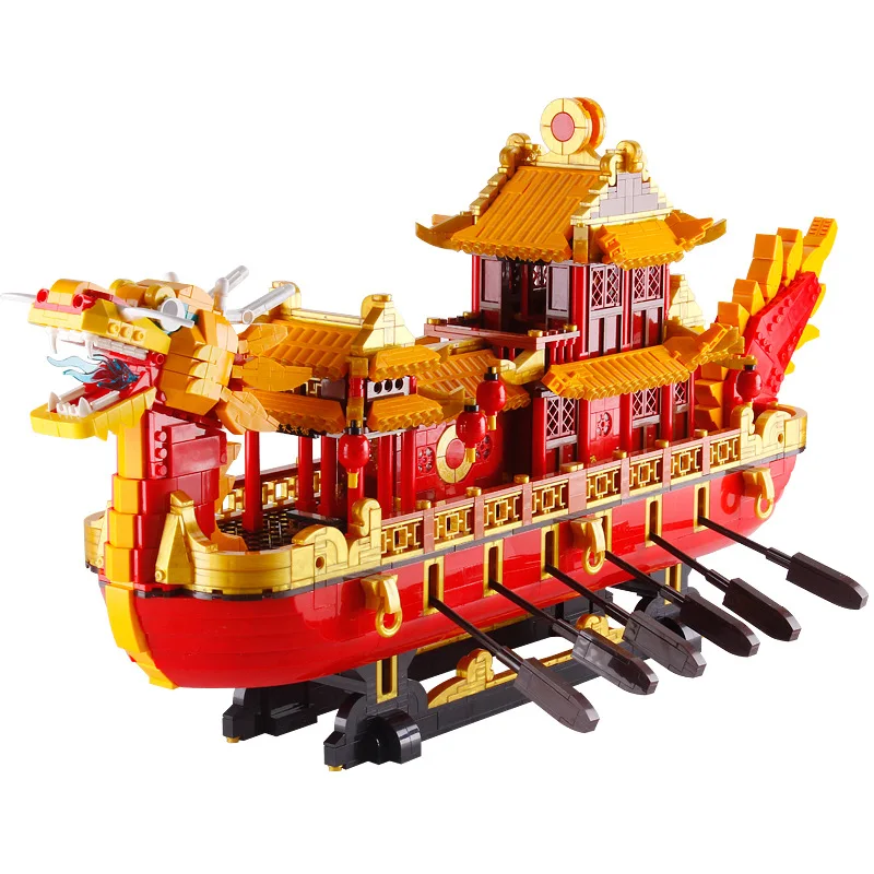 XingBao создатель город Вид из окна китайские Роял Драгон лодочные Кирпичи DIY
