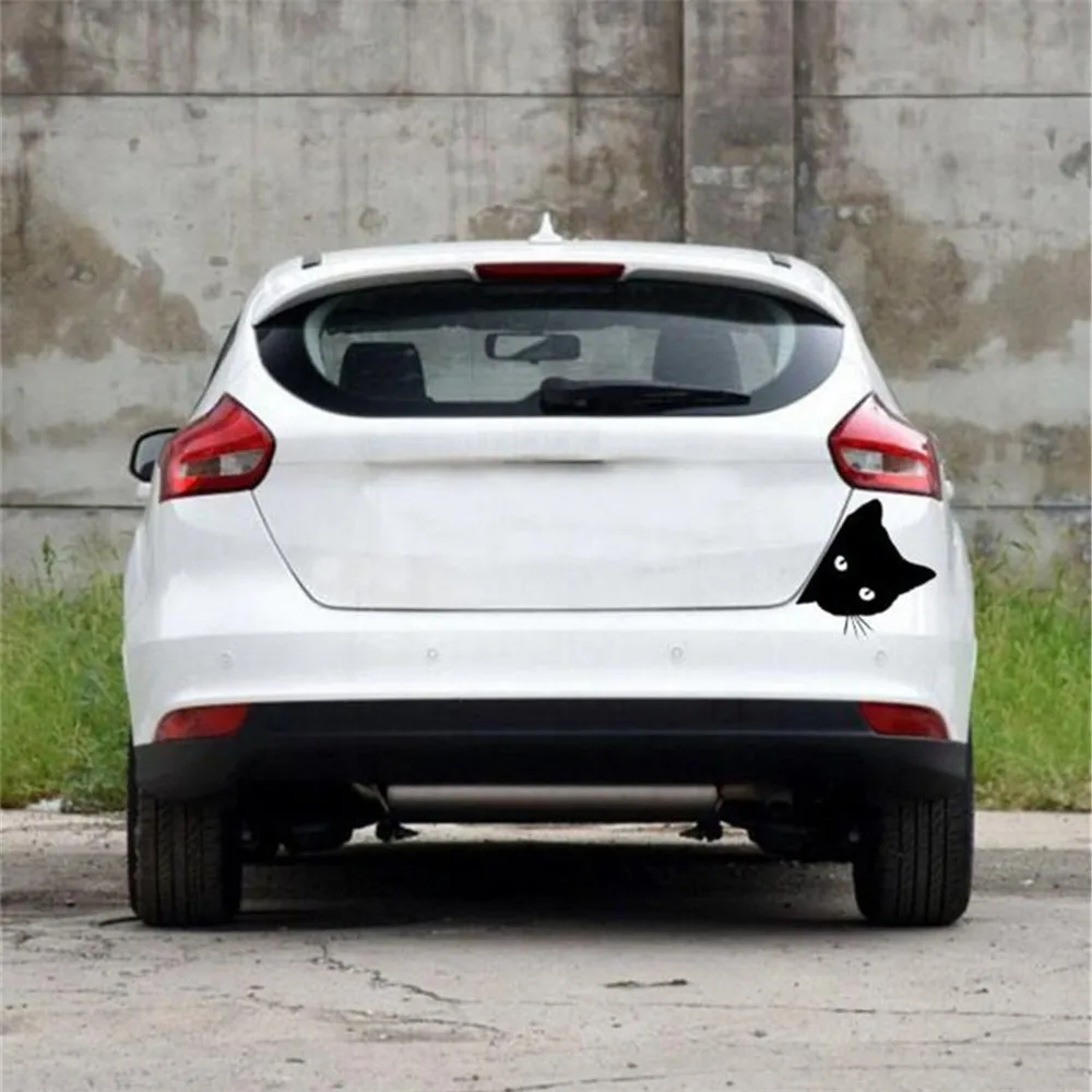 

1 PC Cute Cartoon Funny Car Stickers Black White Cats Vinyl Car Window Decal