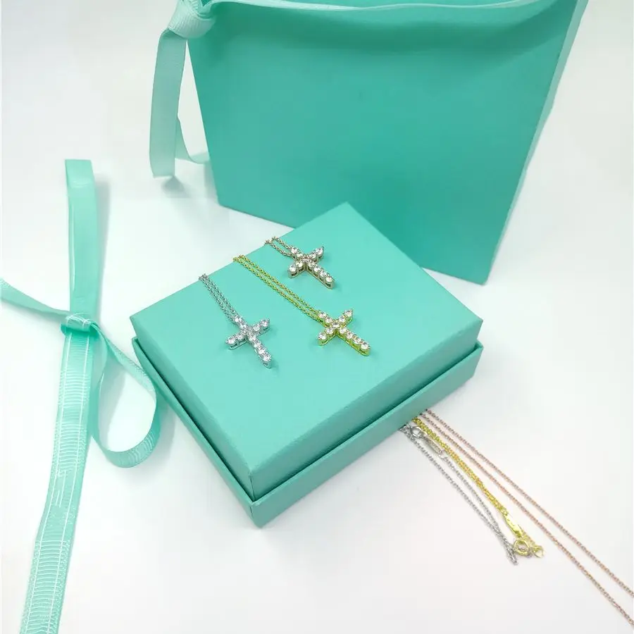 

Ожерелье с крестом из серебра S925 пробы, классический и модный стиль, высококачественные украшения, оригинальные 1:1, праздничные подарки