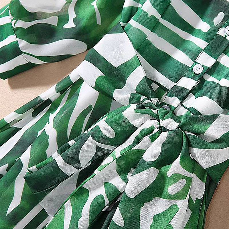 Женское длинное модельное платье элегантное винтажное платье-рубашка с принтом