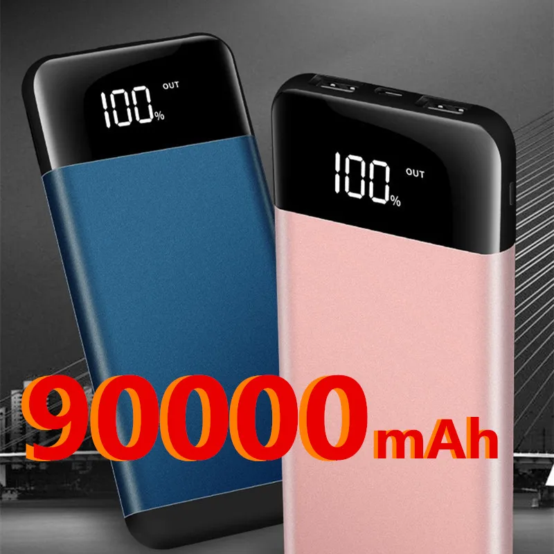 90000 мАч Зарядное устройство для быстрой зарядки 2A портативное Внешнее зарядное