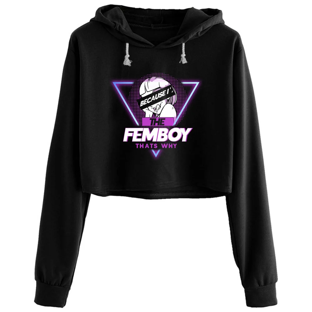 

Yaoi Crossdressing Femboy Crop Hoodies Women Kpop Korean Y2k Kawaii Pullover For Girls