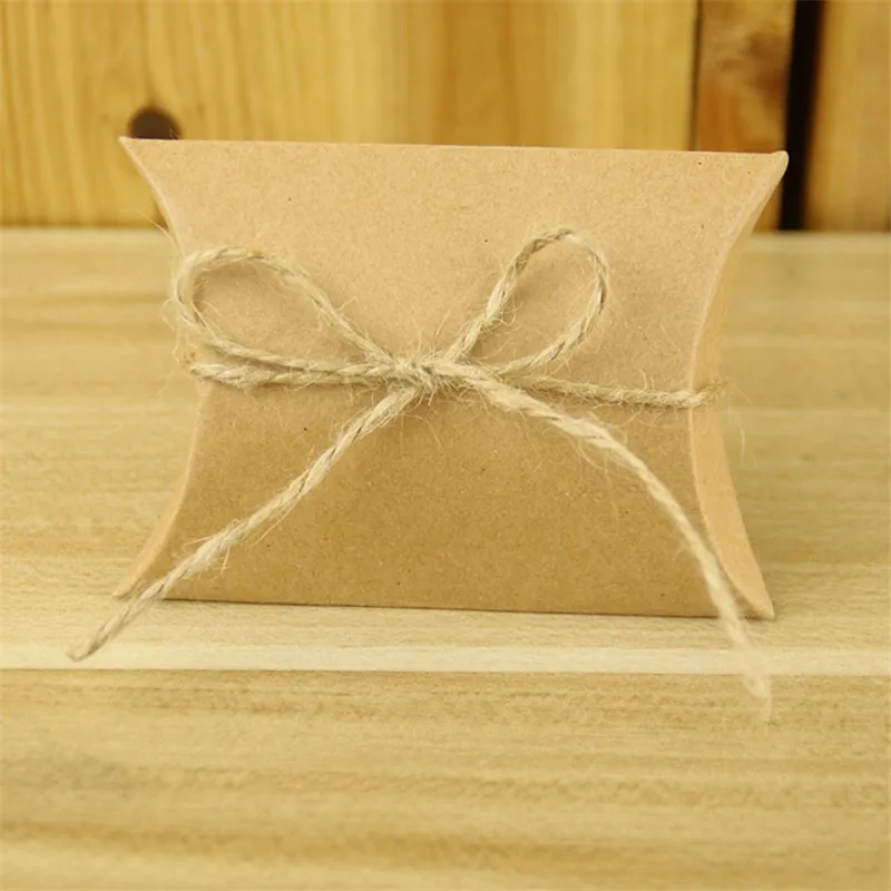 10 шт. Симпатичные подушки из крафтовой бумаги коробка для подарков на свадьбу и