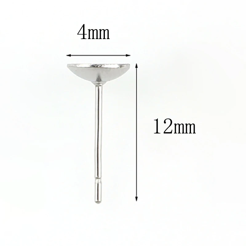 4x12mm 100 шт. Нержавеющая сталь серьги 4/5/6 чашка мм установка подходит кристалл серьги-гвоздики в виде капель с кристаллами в форме "сделай сам" для изготовления ювелирных изделий, столб уха заколки невидимки - Цвет: 4x12mm