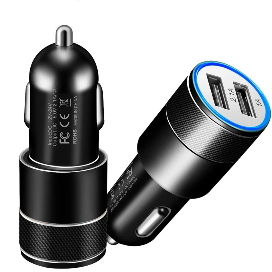 Автомобильное зарядное устройство с двумя USB портами для iPhone X Xs Max 8 6 Samsung S10 Redmi Note 7