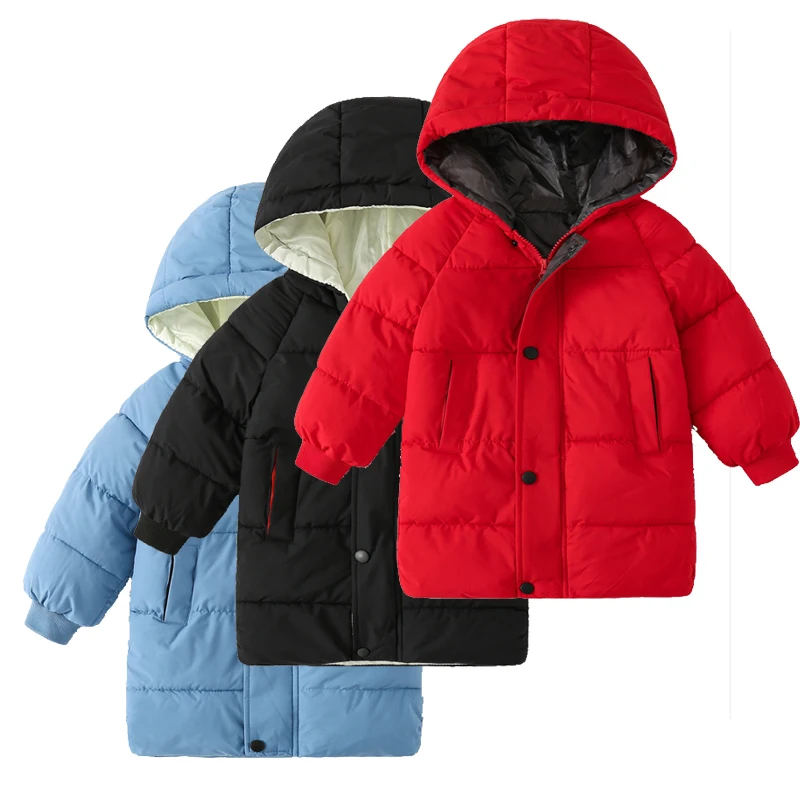 

3 colors Winter New fashion Children's Clothing Baby Girl Boys Down Coat Kids Casual Solid Color Thick Hooded Parkas Ropa Bebe
