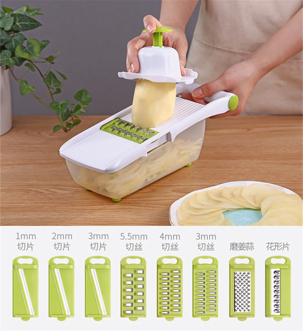 

8 In 1 Multifunctional Slicers Vegetable Fruit Slicer Grater Peeler Slicers Potato Carrot Onion Basket Shredders Kitchen Tools
