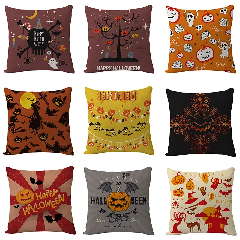 

Halloween Pillow Case Sofa Cartoon Pumpkin Ghosts Printed Cushion Cover Halloween Decorative Car Throw Pillow Home Decor Pillow
