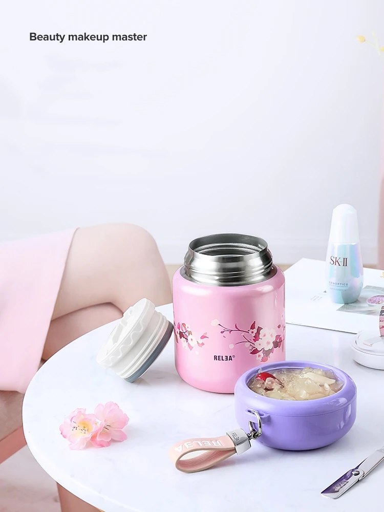 

2019 New Braised beaker vacuum container Lunch Pail Thermos Food Container Stainless Steel Jar Lunch Box Dinnerware with spoon