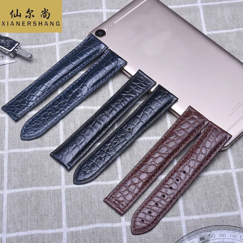 

XIANERSHANG New Luxury Alligator Strap 21MM Custom O-mega Watch Band 19MM Crocodile Skin Watchbands 20MM Genuine Leather Belt 18