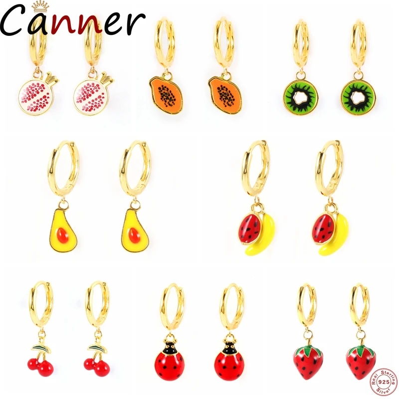 

CANNER Design Enamel Pendants Hoop Earrings for Women Cute Fruit Charms Jewelry Making DIY Cherry Strawberry Earring Accessories