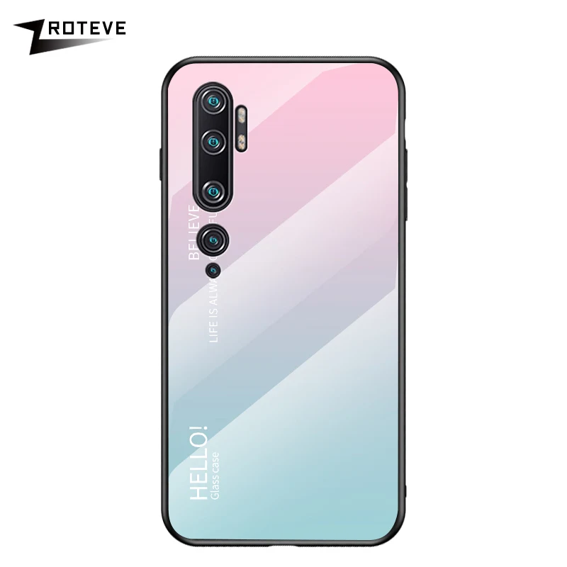 Розовый Note 10 Pro Чехол Zroteve силиконовая рамка стеклянная крышка для Xiaomi mi Note 10 чехол обесцвечивающее стекло задняя крышка Xia mi Xio mi Note 10 - Цвет: Розовый