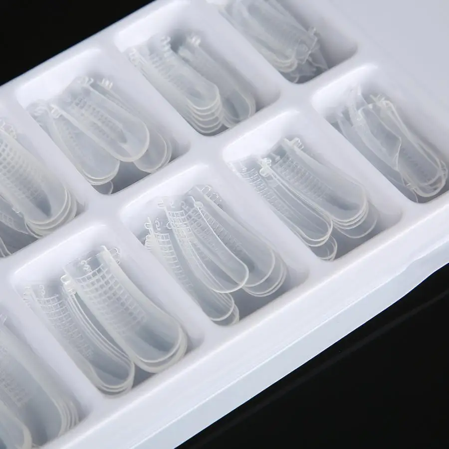 100 Pcs Quick Building Mold Tips Nail Dual Forms Finger Extension Nail Art Poly Gel Tool DIY Nail Art Manicure Tools False Nail