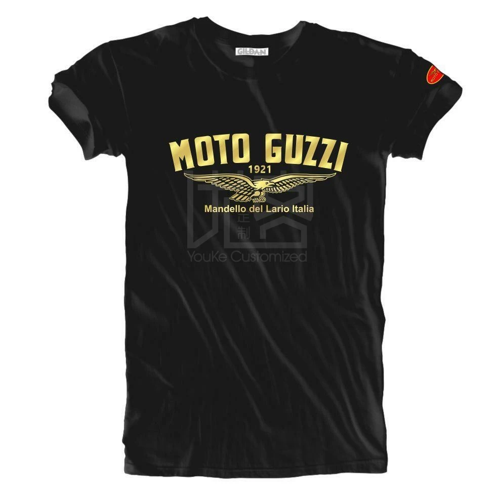 Фото Moto Guzzi мотоцикл байкер ретро золотая фольга футболка с крылышками от S до 5xl