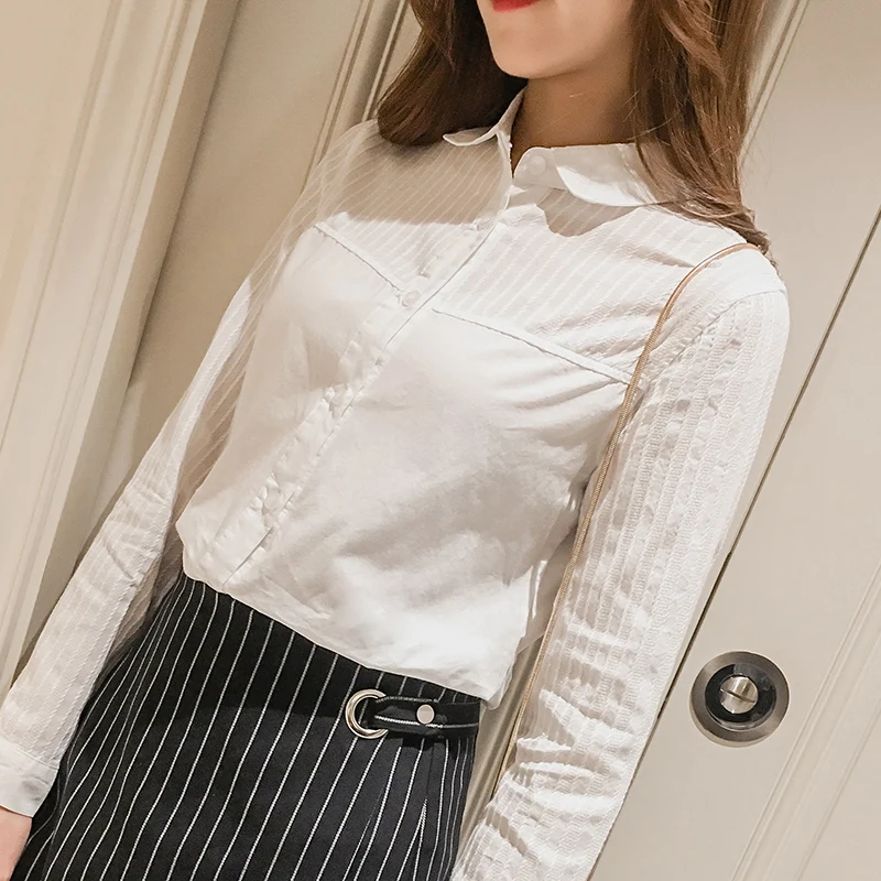 

Pure cotton white women's shirt spring and summer 2021 new Korean loose professional shirt top