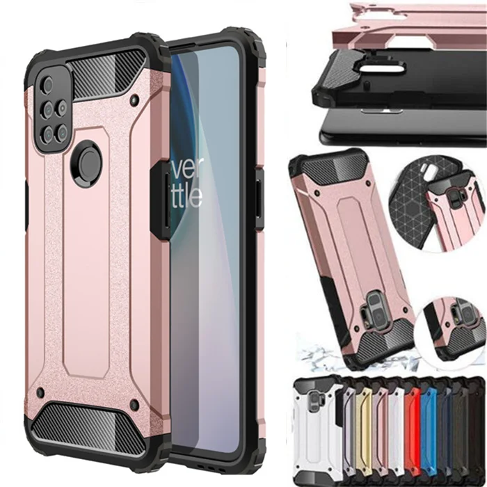 

For Oneplus Nord N10 5G Hybrid Rugged Armor Shockproof Case for One Plus Nord N100 Soft Silicone Hard PC Protective Back Cover