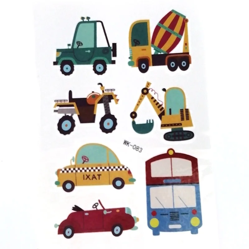 Мультфильм автомобиль самолет Временные татуировки Поддельные стикер Дети лицо