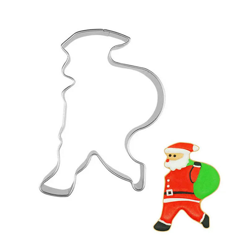 Stainless Steel Biscuit Mould Santa Claus Shape Fondant Cake Mold DIY Sugar Craft Xmas 3D Pastry Cookie Cutters Cake Tools