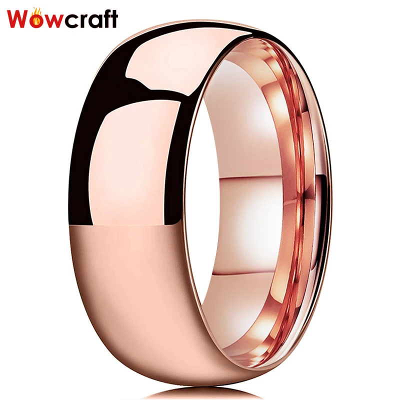 Różowe złoto mężczyźni kobiety wolfram para 2/4/6/8mm ślub pierścionek zaręczynowy w stylu obrączki polerowana błyszcząca okrągła wysoka jakość Comfort Fit