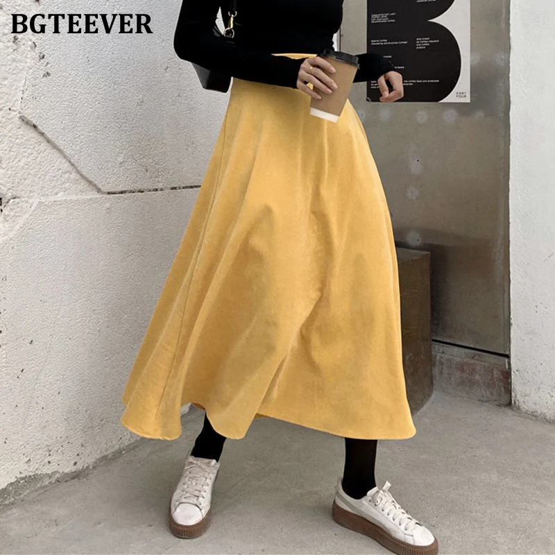 BGTEEVER трапециевидная Вельветовая юбка для женщин весна лето винтажная Harajuku