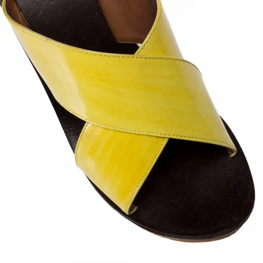 

Women Sandals Deery, Genuine Leather Yellow Women Slippers