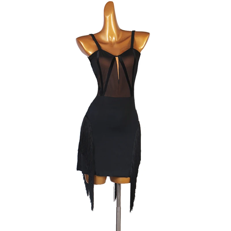 

Платье для латиноамериканских танцев с открытой спиной и бахромой, DQL4172