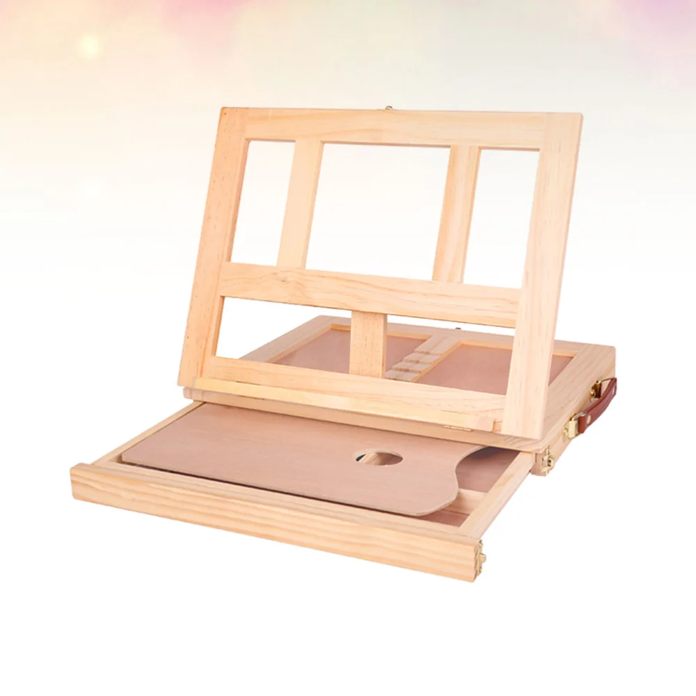 

1pc Desktop Easel with Drawer Wooden Easel Foldable Painting Stand Portable Display Holder Display Rack for (Wood Color)