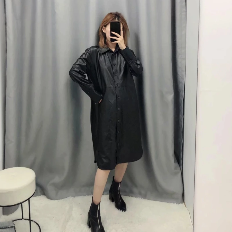 Новинка 2020 Женские винтажные рубашки с длинным рукавом из искусственной кожи