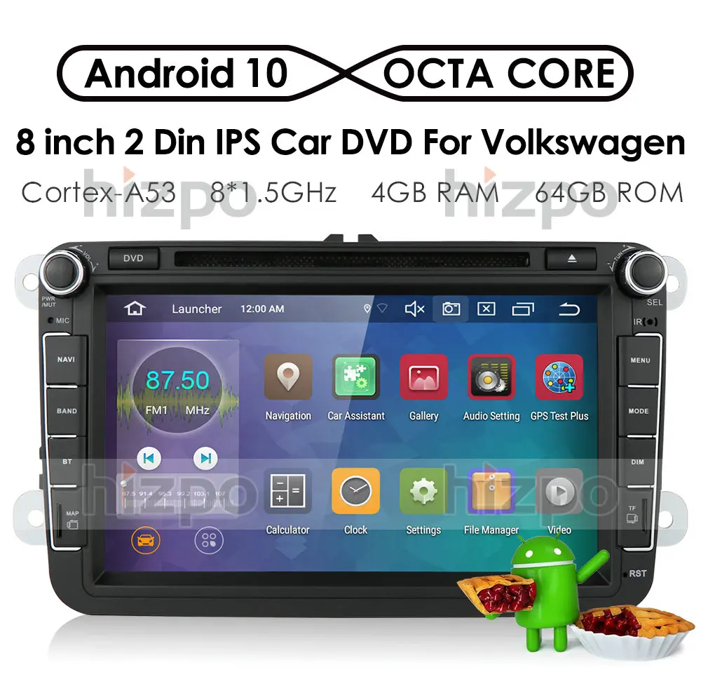 8 дюймов 2 Дина fndroid 10 автомобильный DVD GPS для VW Passat B6 СС Tiguan Touran Caddy Skoda Octavia Polo Golf 5 Jetta