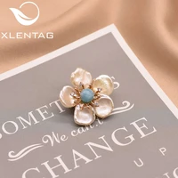 xlentag angle natural baroque pearl flower custom brooches for women bright blue stone wedding pins vintage boho jewerly go0349a