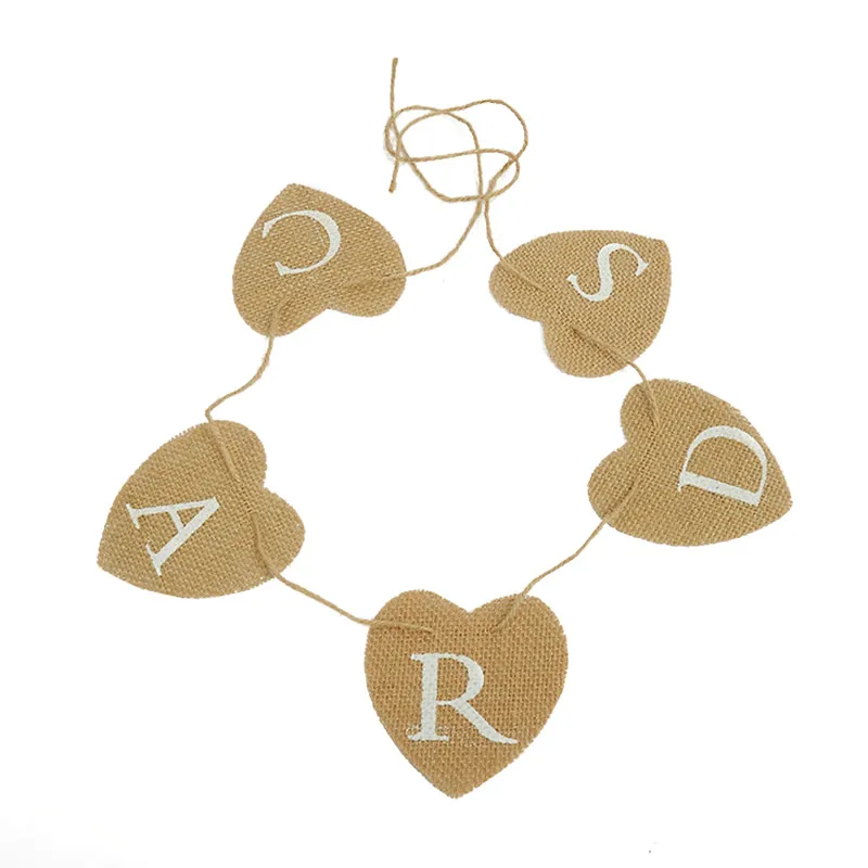 Джутовые сердца гессиань фотокарточки любовь сердце мини флажки баннер знак