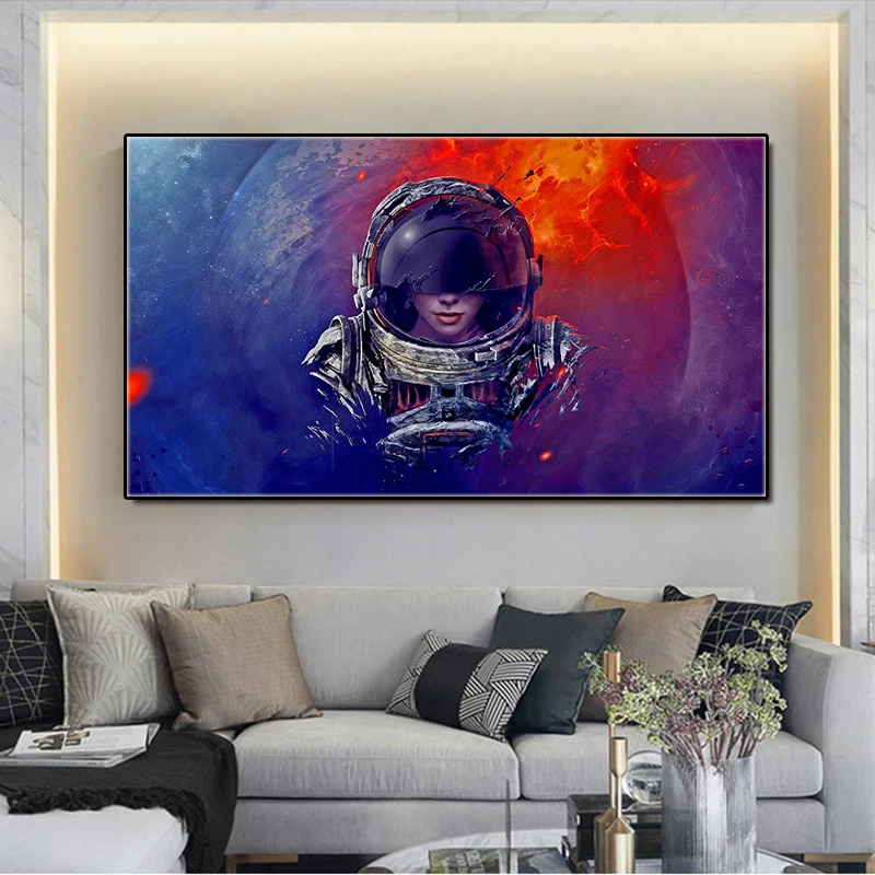 Домашний декор холст картина искусство на стену Женский космический астронавт